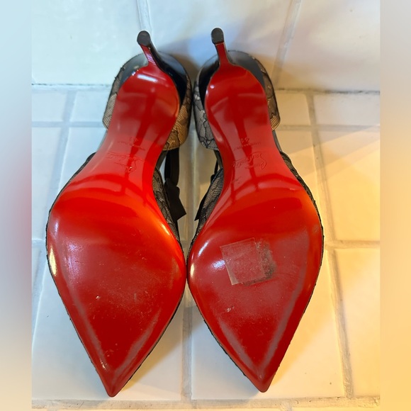 Christian Louboutin Jeanbi Black Lace Pump Heels size 11 or 41 - Picture 9 of 12